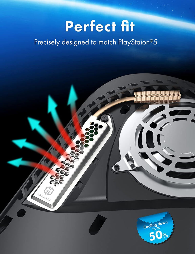 GRAUGEAR PS5 SSD Heatsink - includes Metal Heat Dissipation Cover and Copper Heat Pipe with Aluminum Fin for Playstation 5 consoles
