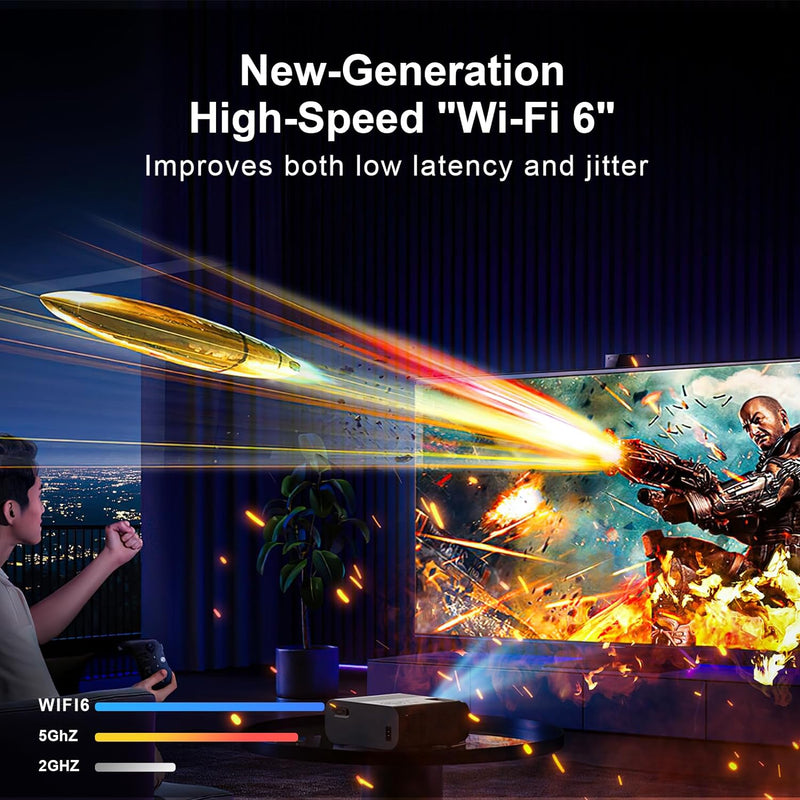 4K Portable Projector with WiFi and Bluetooth - works with PC, TV Stick, iOS, Android - by Hovobo