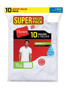 Hanes Men's 10 Pack White V-Neck Undershirts LARGE