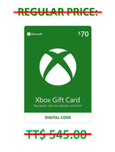 SPECIAL OFFER: US $70 Xbox Gift Card for TTD$ 495 [Digital Code]