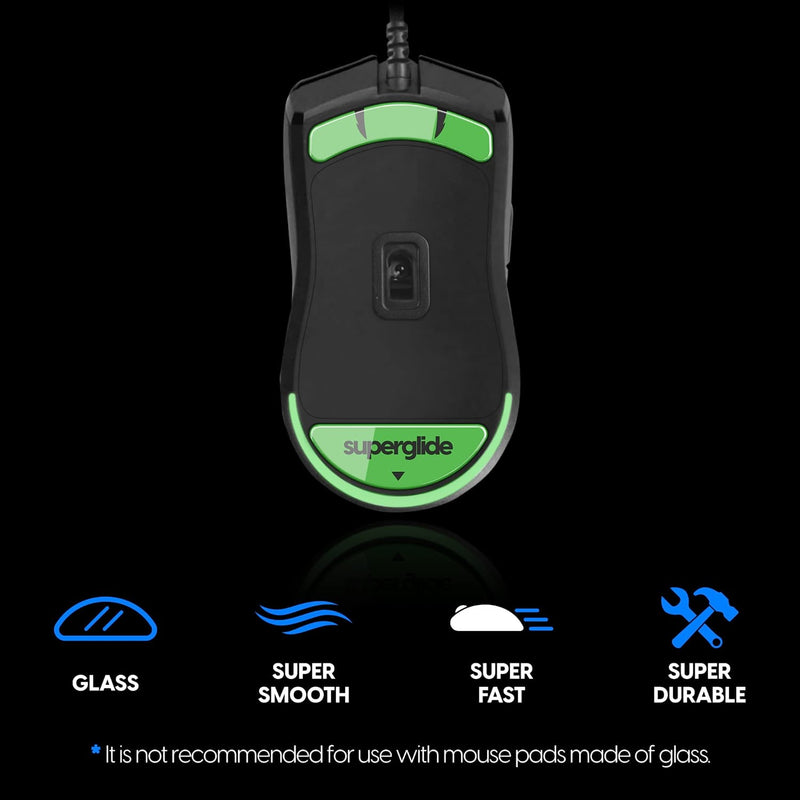 SuperGlide - Fastest and Smoothest Mouse Feet / Skates Made with Ultra Strong Flawless Glass for Razer Viper Mini [Green]