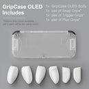 Skull & Co. GripCase for OLED Switch: A Dockable Transparent Protective Cover Case with Replaceable Grips [to fit All Hand Sizes] for Nintendo Switch OLED Model - White
