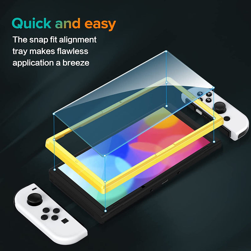 iVoler Tempered Glass Screen Protector (4 Pack) Designed for Nintendo Switch OLED Model with Alignment Frame