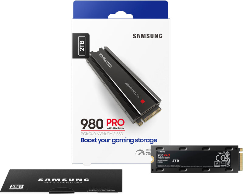 Samsung - 980 PRO Internal SSD PCIe Gen 4 x4 NVMe with built in HeatSink for PS5 -  1TB, 2TB