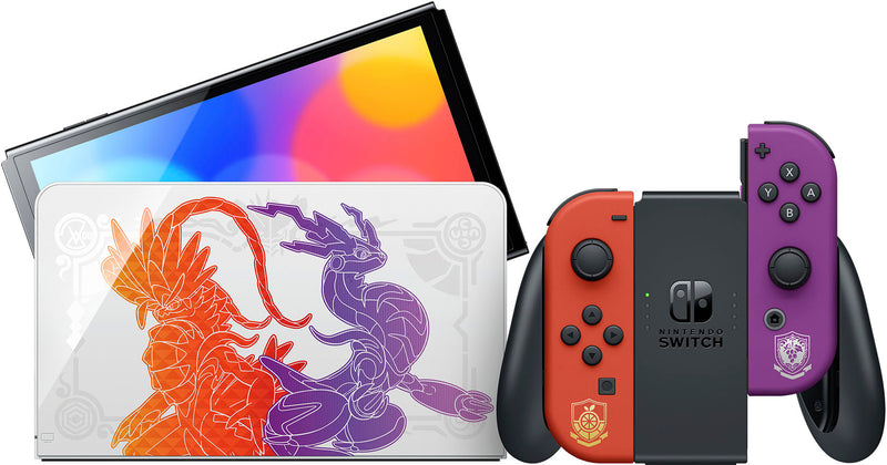 Nintendo Switch OLED Bundle – Pokémon Scarlet & Violet Edition OLED Console + ONE Physical Game + AMFILM Screen Protector 3Pk