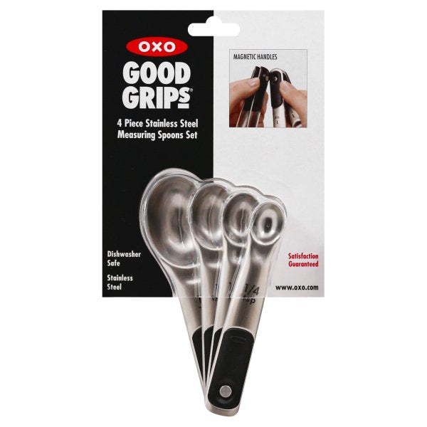 OXO Good Grips 4 Piece Stainless Steel Measuring Spoons with Magnetic Snaps