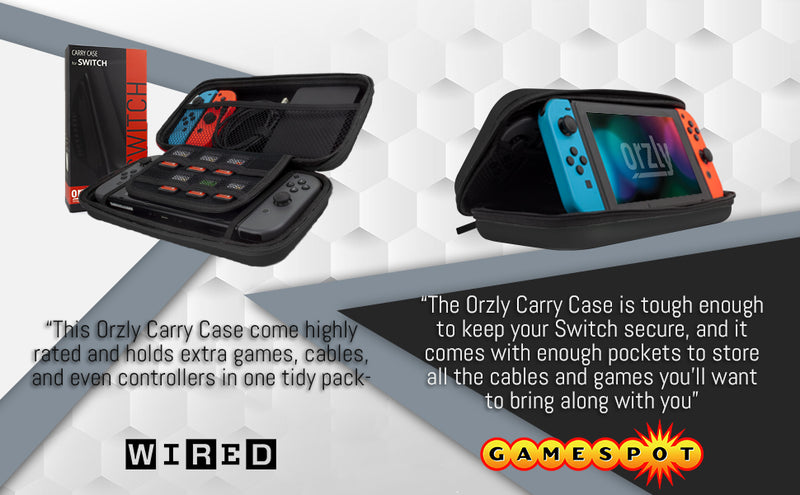 Orzly Carry Case Compatible with Nintendo Switch and New Switch OLED Console - Black - Protective Hard Portable Travel Carry Case Shell. Pouch with Pockets for Accessories and Games