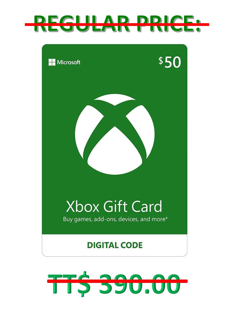 SPECIAL OFFER: US $50 Xbox Gift Card for TT $345 [Digital Code]